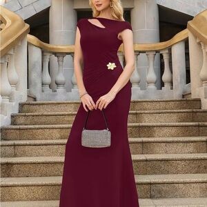 Elegant Burgundy Evening Gown